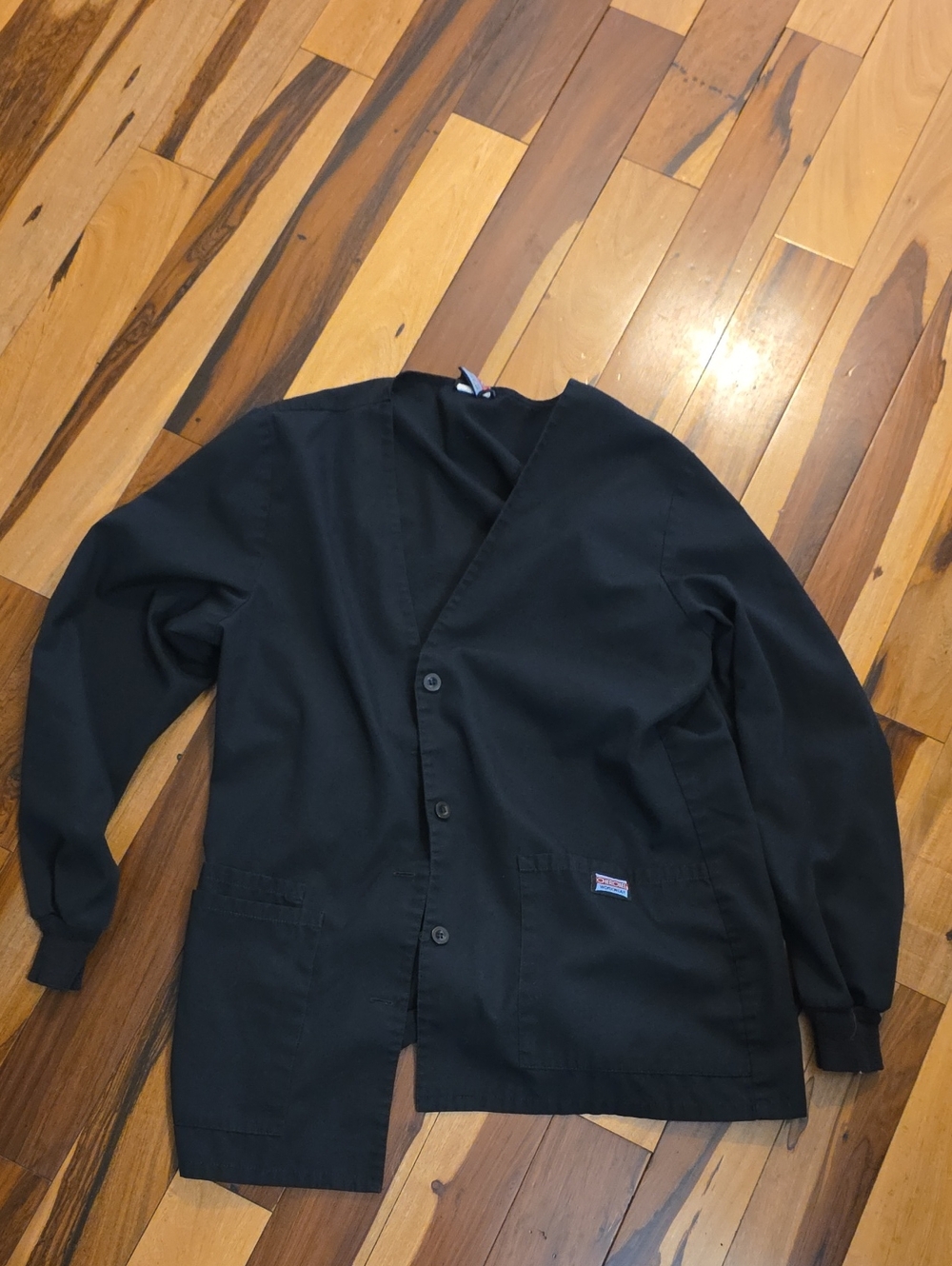 Women's Black Button-Front Scrub Coat